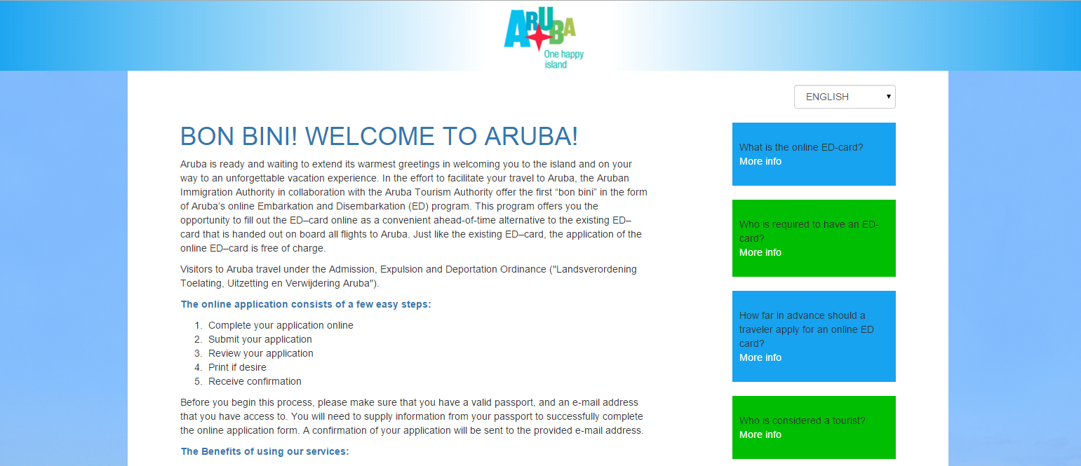 Online ED card Aruba